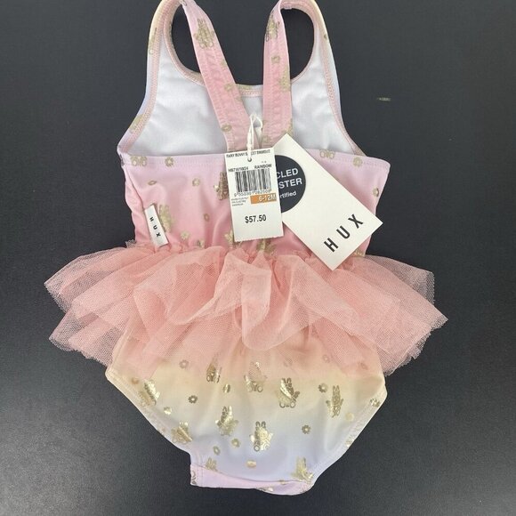 Hux Baby Fairy Bunny Ballet Swimsuit Size 6-12 Months Pink Tutu - Picture 3 of 5